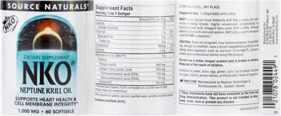 NKO Neptune Krill Oil 1,000 mg label