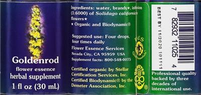 Goldenrod Flower Essence label