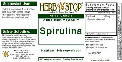 Spirulina label