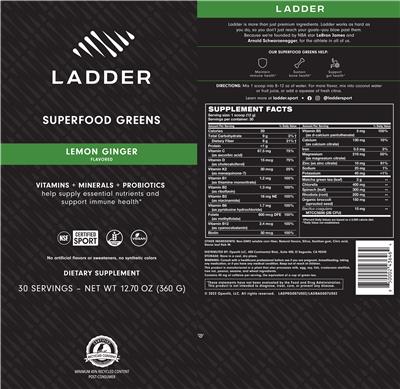 Superfood Greens Lemon Ginger Flavored label