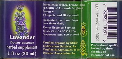 Lavender Flower Essence label