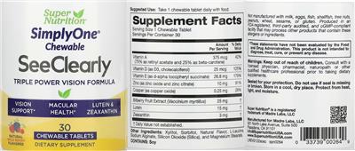 Chewable SeeClearly Natural Wild Berry label