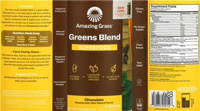 Greens Blend Superfood Chocolate label