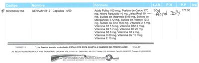Geramin B12 label
