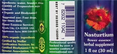 Nasturtium Flower Essence label