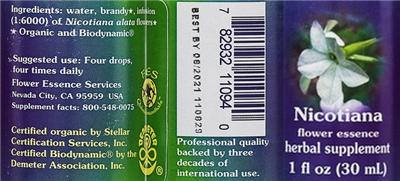 Nicotiana Flower Essence label