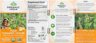 Tulsi Turmeric Ginger label