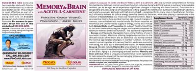 Memory & Brain With Acetyl L-Carnitine label