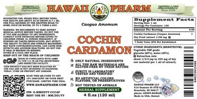Cochin Cardamon Alcohol Free label