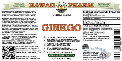 Ginkgo Alcohol Free label