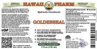 Goldenseal Alcohol Free label
