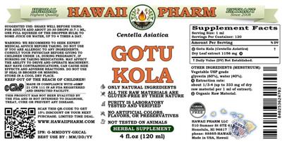 Gotu Kola Alcohol Free label
