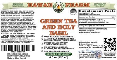 Green Tea and Holy Basil Alcohol Free label