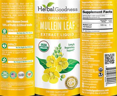 Organic Mullein Leaf Extract Liquid label