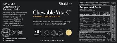 Chewable Vita-C Natural Lemon Flavor label