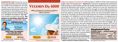 Vitamin D3-1000 label