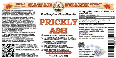 Prickly Ash label