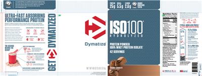 ISO100 Hydrolyzed Gourmet Chocolate label