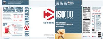ISO100 Hydrolyzed Gourmet Vanilla label