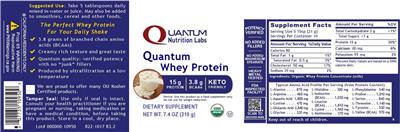 Quantum Whey Protein label