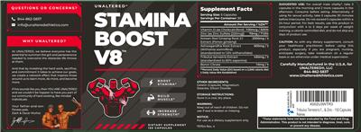 Stamina Boost V8 label