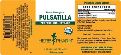 Pulsatilla Professional Extract label