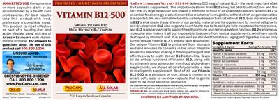 Vitamin B12-500 label