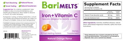 Iron + Vitamin C Natural Orange Flavor label