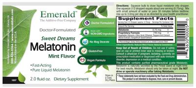 Melatonin Mint Flavor label