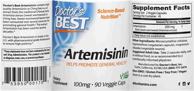 Artemisinin 100 mg label
