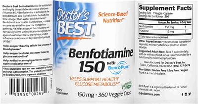 Benfotiamine 150 mg label