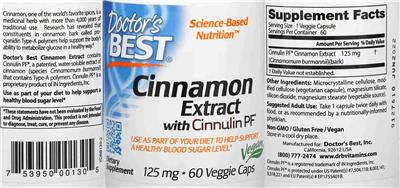 Cinnamon Extract with Cinnulin PF 125 mg label