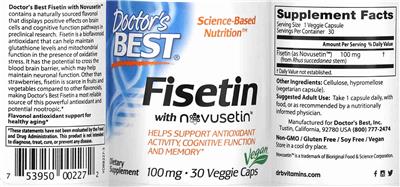 Fisetin with Novusetin 100 mg label