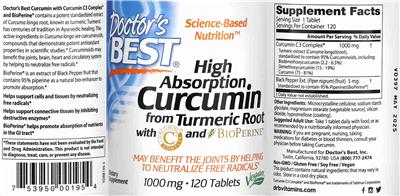 High Absorption Curcumin 1000 mg label