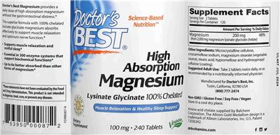 High Absorption Magnesium 100 mg label