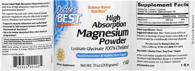 High Absorption Magnesium Powder label