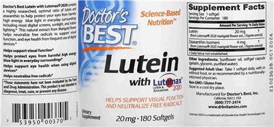 Lutein 20 mg with Lutemax 2020 label