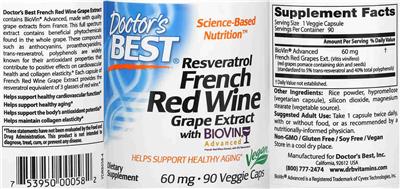 Resveratrol French Red Wine Grape Extract label