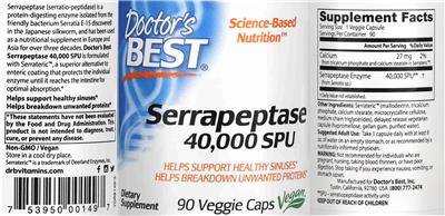 Serrapeptase 40,000 SPU label