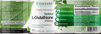 Setria L-Glutathione 250 mg label