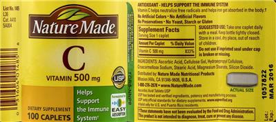 Vitamin C 500 mg label