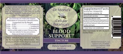 Blood Support Tincture label