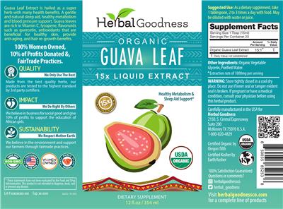 Organic Guava Leaf Extract label