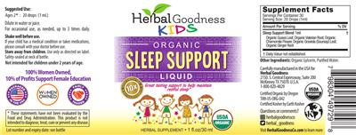 Organic Sleep Support Liquid label