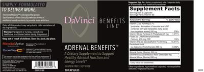 Adrenal Benefits label