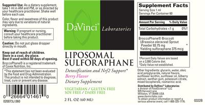 Liposomal Sulforaphane Berry Flavor label
