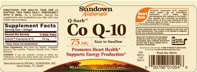 Q-Sorb Co Q-10 75 mg label