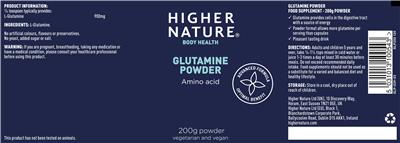 Glutamine Powder label