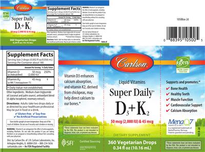 Super Daily D3 50 mcg (2,000 IU) + K2 45 mcg label