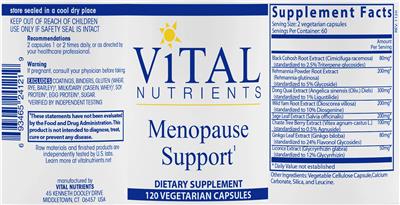 Menopause Support label